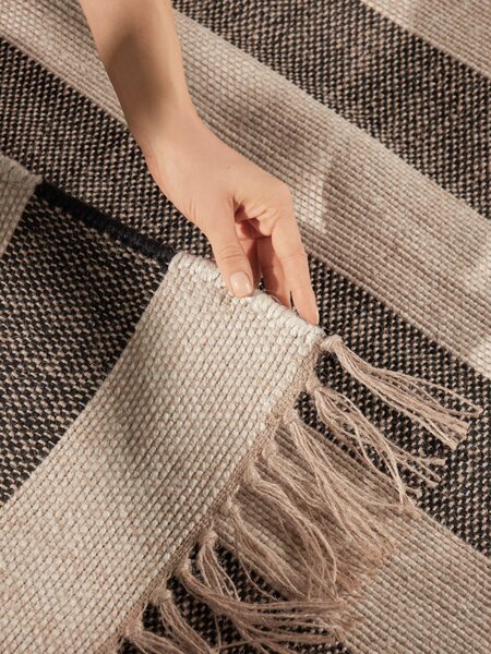 Hanse Home, Kusový koberec Handloom 106334 Playa White Black, 120x170, černobílá, chodba / předsíň