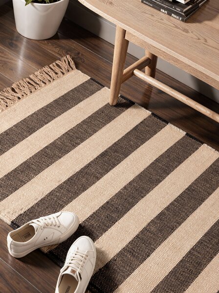 Hanse Home, Běhoun Handloom 106334 Playa White Black, 80x200, černobílá, chodba / předsíň