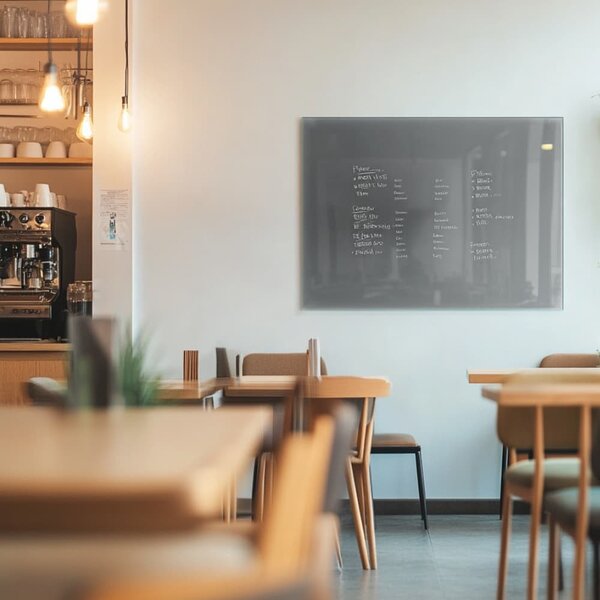 Šedá paynova skleněná magnetická tabule do restaurace Smatab® - 100 x 65 cm