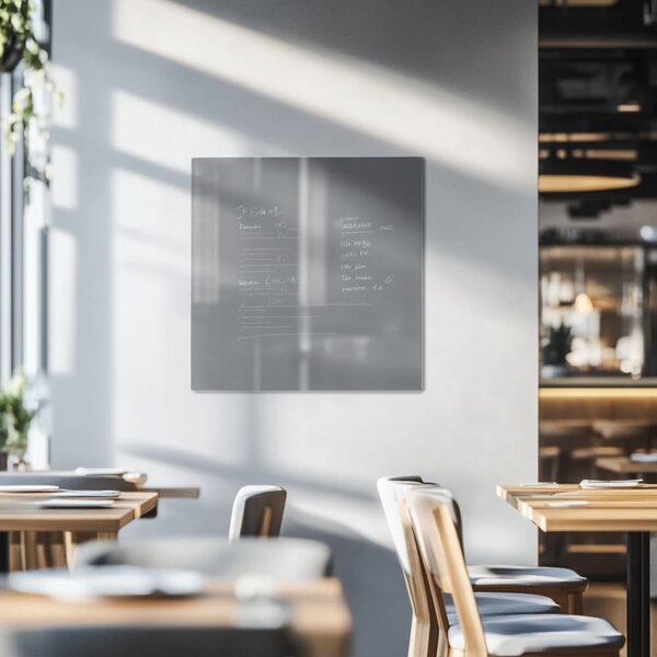 Šedá paynova skleněná magnetická tabule do restaurace Smatab® - 100 x 65 cm