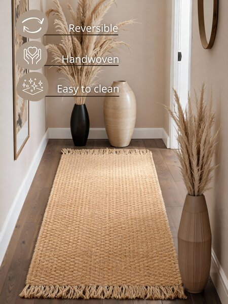Hanse Home, Běhoun Handloom 106335 Fjord Natural Gold, 80x300, béžová, chodba / předsíň