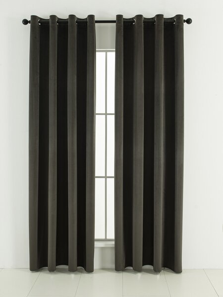 MK Lůžkoviny Sametové zatemňovací závěsy Cesar šedohnědé - 140 x 160 cm (2ks) - kroužky