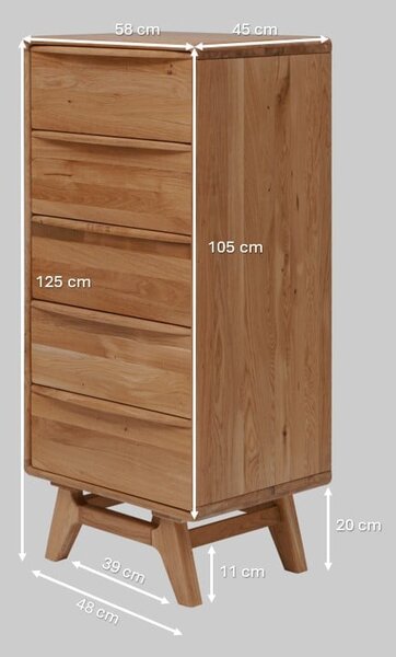 Dubová masivní komoda Bara 5Z
