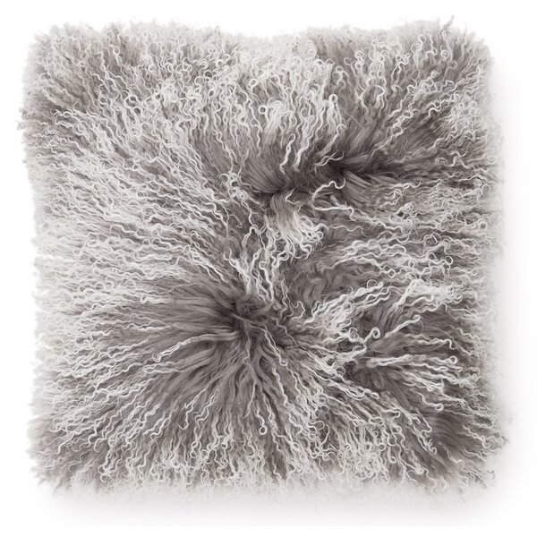 Skinnwille Home Collection Polštář Snowtop, tibetská kožešina, šedá, 40x40 cm