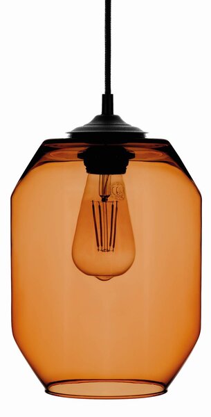 Stínidlo závěsného světla Barrel mouth-blown amber