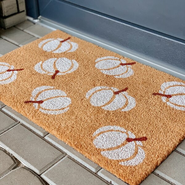 Hanse Home, Rohožka Halloween bílé dýně 105676 - na ven i na doma, 45x75, bílá, chodba / předsíň