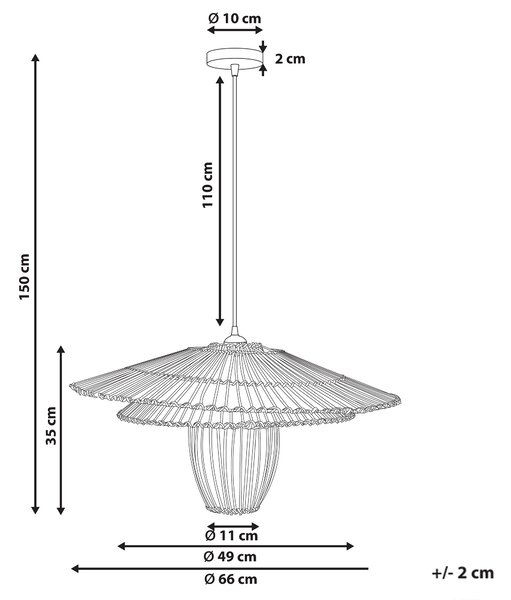 Závěsná lampa BOTIJAS Ratan Přírodní
