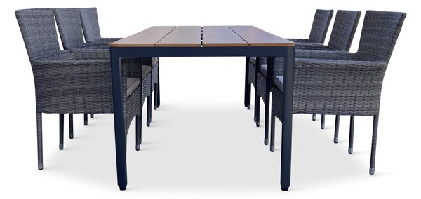 Noela Zahradní jídelní set Milano + 6x ratanové křeslo Bali PREMIUM