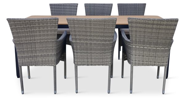 Noela Zahradní jídelní set Milano + 6x ratanové křeslo Bali PREMIUM