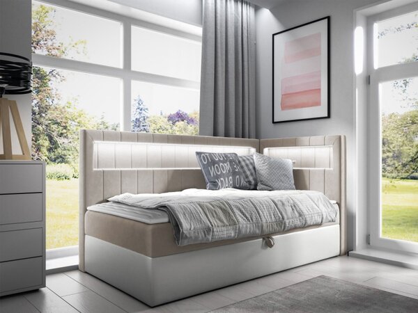 Kontinentální jednolůžková postel Junior Ribezo 3, Strana: pravá, Rozměr postele: 80x200, Barva:: ekokůže Soft 017 (bílá) + Fresh 01 5903211203244