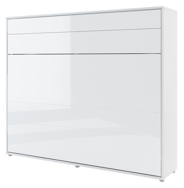 Sklápěcí postel BC-14 160x200 Bed-Concept, Barva: bílá / bílý lesk, LED světlo s USB: bez LED světla s USB, Vnitřní osvětlení pod policemi: bez osvětlení políc 5902928398076