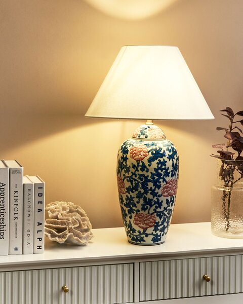 Stolní lampa VERUSA Porcelán Bílá/Modrá