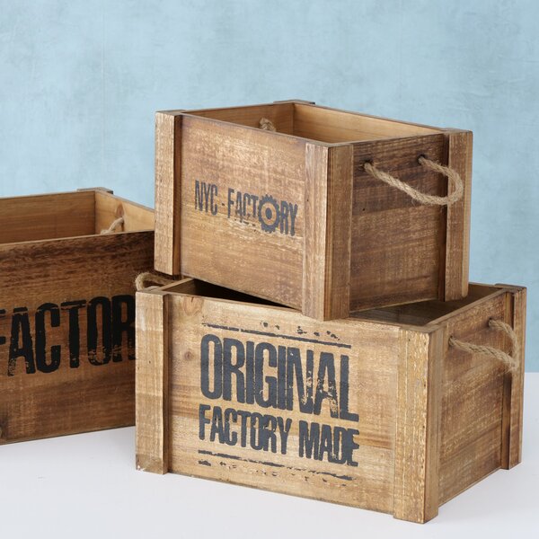 Boltze Dekorativní dřevěný box Factory Set 3 ks