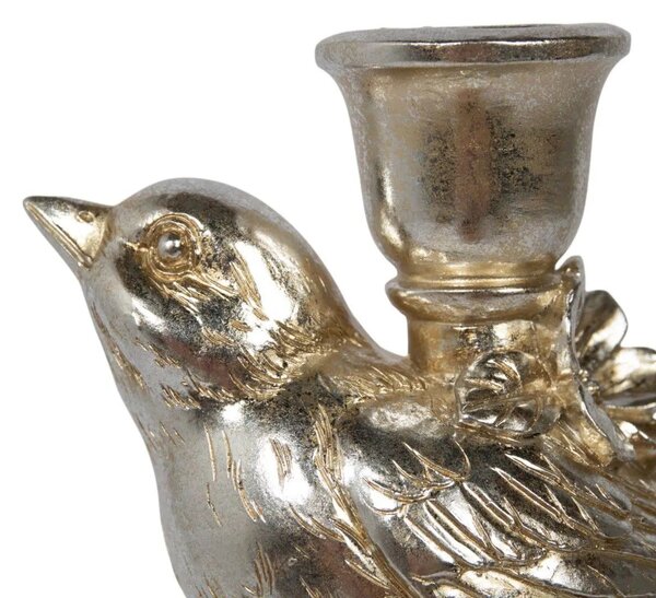 Stříbrný antik svícen s ptáčkem Birdinia silver - 14*10*20 cm - Mars & More