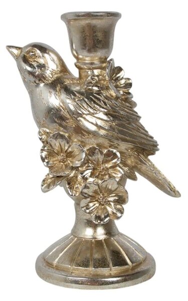 Stříbrný antik svícen s ptáčkem Birdinia silver - 14*10*20 cm - Mars & More