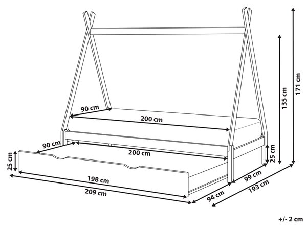Dětská postel s výsuvným lůžkem Borovicové dřevo TALMONTIERS 90 x 200 cm Bílá