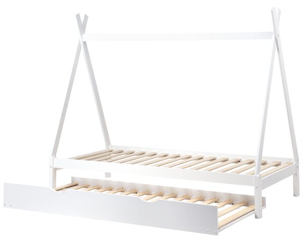 Dětská postel s výsuvným lůžkem Borovicové dřevo TALMONTIERS 90 x 200 cm Bílá