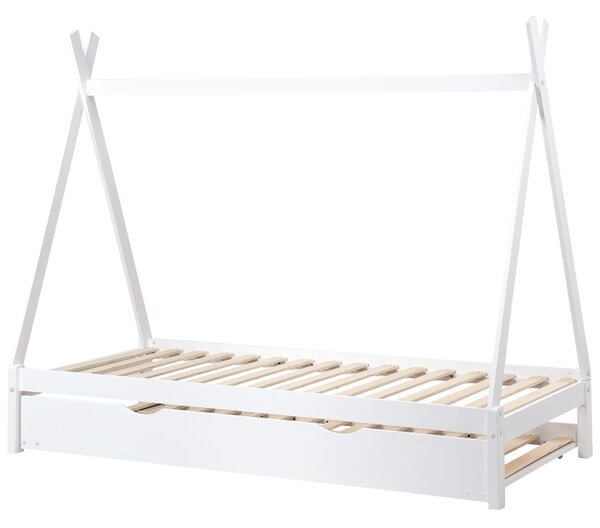 Dětská postel s výsuvným lůžkem Borovicové dřevo TALMONTIERS 90 x 200 cm Bílá