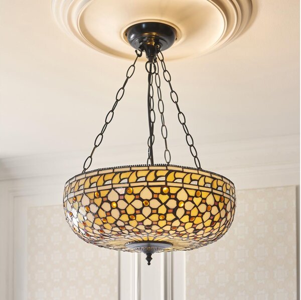 Endon 111882 - Lustr na řetězu Tiffany MILLE FEUX 3xE27/10W/230V pr. 45 cm