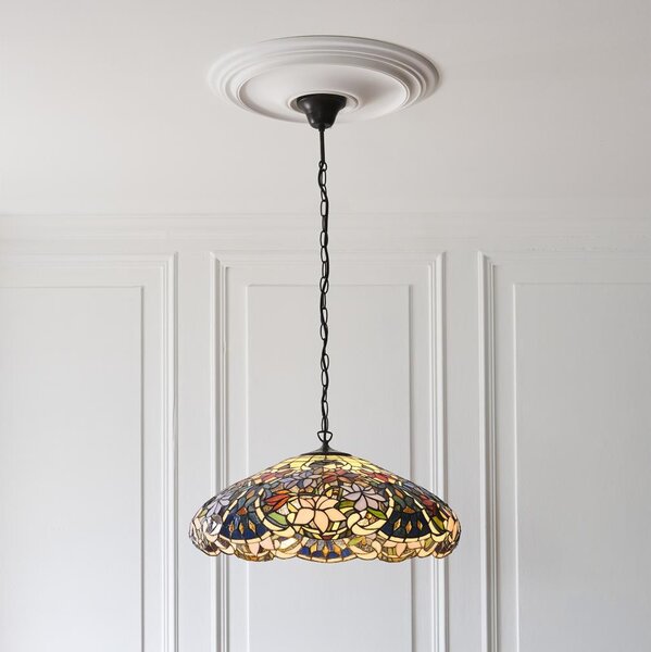 Endon 112193 - Lustr na řetězu Tiffany SULLIVAN 3xE27/60W/230V pr. 57 cm