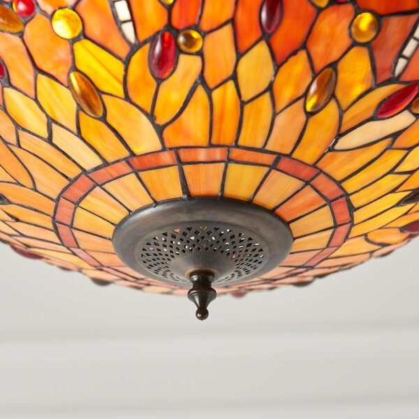 Endon 64076 - Lustr na řetězu Tiffany DRAGONFLY 3xE27/60W/230V pr. 41 cm