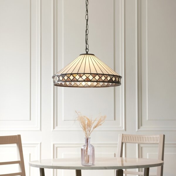 Endon 111961 - Lustr na řetězu Tiffany FARGO 3xE27/10W/230V pr. 50 cm