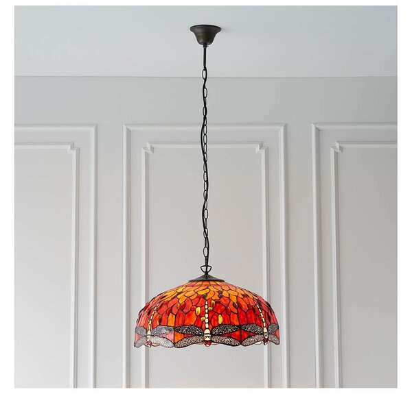 Endon 64082 - Lustr na řetězu Tiffany DRAGONFLY 3xE27/60W/230V pr. 50 cm