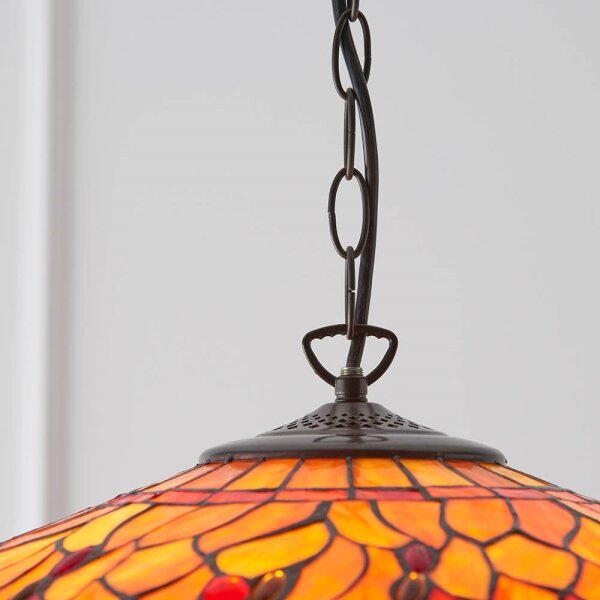 Endon 64082 - Lustr na řetězu Tiffany DRAGONFLY 3xE27/60W/230V pr. 50 cm