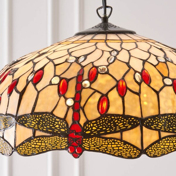 Endon 64079 - Lustr na řetězu Tiffany DRAGONFLY 3xE27/60W/230V pr. 50 cm