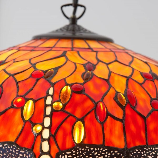 Endon 64082 - Lustr na řetězu Tiffany DRAGONFLY 3xE27/60W/230V pr. 50 cm