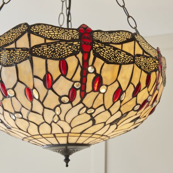 Endon 112251 - Lustr na řetězu Tiffany DRAGONFLY 3xE27/60W/230V pr. 50 cm