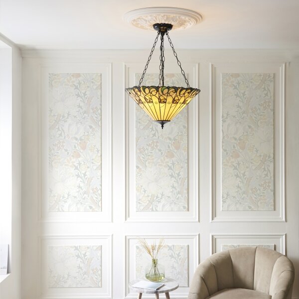 Endon 111881 - Lustr na řetězu Tiffany JAMELIA 3xE27/10W/230V pr. 50 cm