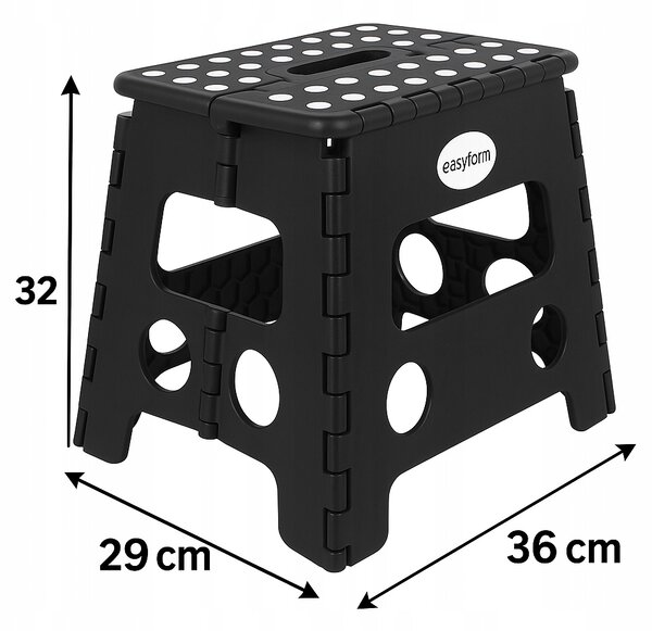 Skládací taburet podnožka protiskluzová černá Easyform 32cm 150kg