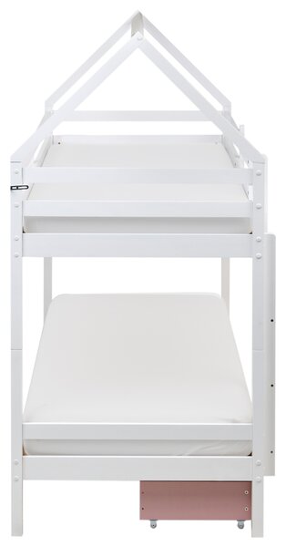 Patrová postel se zásuvkami TERNAS Borovicové dřevo Růžová 90 x 200 cm