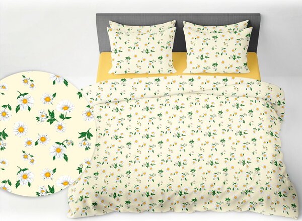 Povlečení krepové Margaretky TiaHome - 1x Polštář 90x70cm, 1x Přikrývka 140x200cm