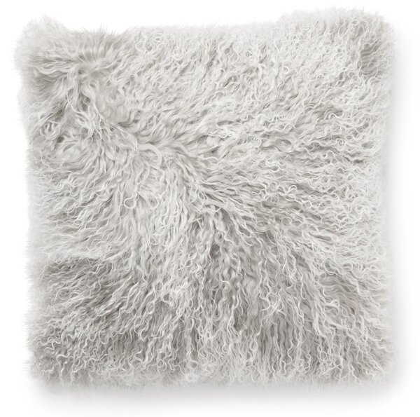 Skinnwille Home Collection Polštář Snowtop, tibetská kožešina, světle šedá, 40x40 cm