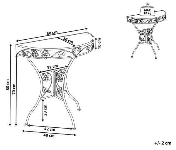 Bistro stolek YAVIZA 80 cm 36 cm Kov Světle béžová