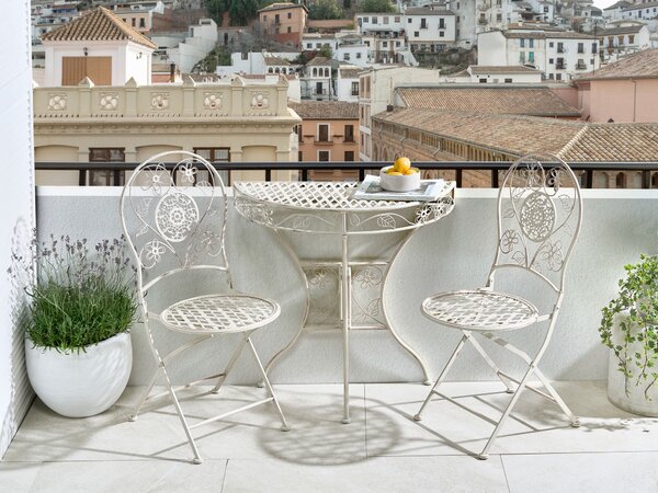 Bistro stolek YAVIZA 80 cm 36 cm Kov Světle béžová