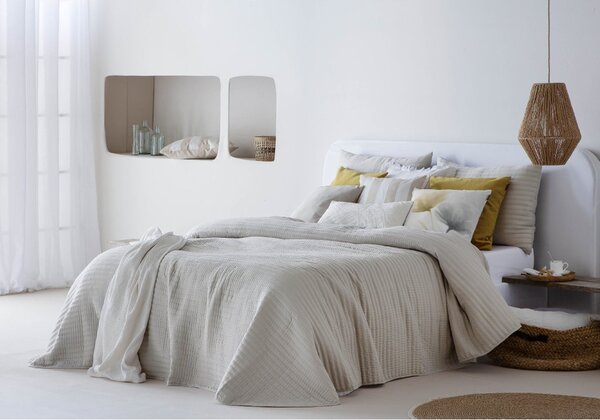Textil Antilo Lehoučký přehoz Linette Lino, přírodní lněná, sada se 2 povlaky na polštáře 70x50 cm Rozměr: 300x270 cm