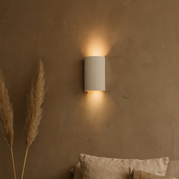 Skandinávská nástěnná lampa béžová půlkruhová 2-světla - Plaster