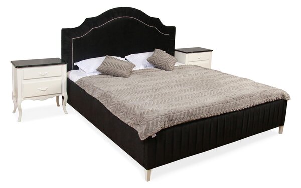 IBA Luxusní manželská postel Noah Typ: Bílá s černou, Šířka postele: 90 cm, Design čela: Čalouněné
