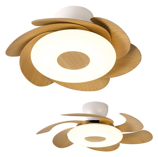 Mantra 8704 Flower, rozvinovací ventilátor se svítidlem a dálk. ovladačem, LED 24W 2700-5000K, dřevěná, průměr 50/79cm