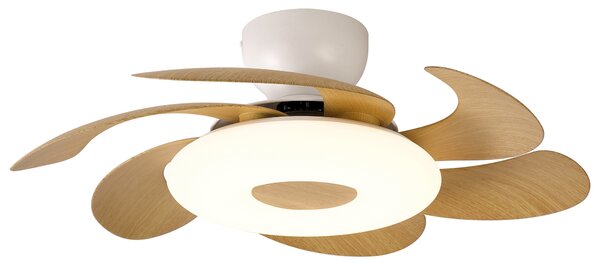 Mantra 8704 Flower, rozvinovací ventilátor se svítidlem a dálk. ovladačem, LED 24W 2700-5000K, dřevěná, průměr 50/79cm