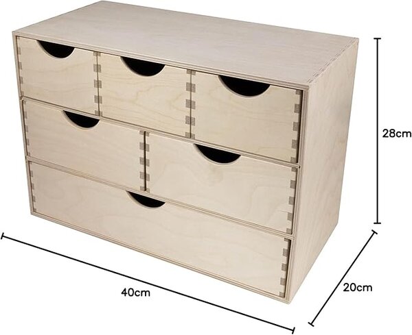 Zeller Present Dřevěný organizér s 6 šuplíky na psací a kancelářské potřeby ZELLER 40 x 20 x 28 cm