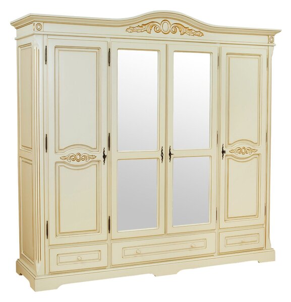 IBA Luxusní šatní skříně Mery (2-, 3-, 4- nebo 5-dveřová) Typ: Bílá se zlatou patinou, Počet dveří: 4 dveřová