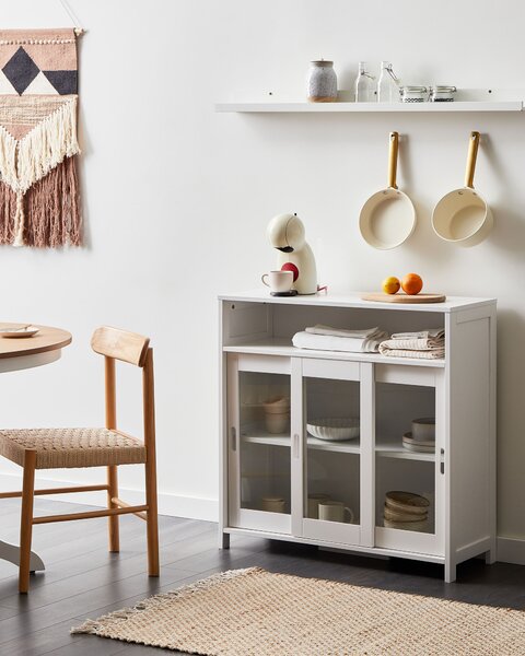 Prosklená komoda CRABTREE 86 cm Bílá