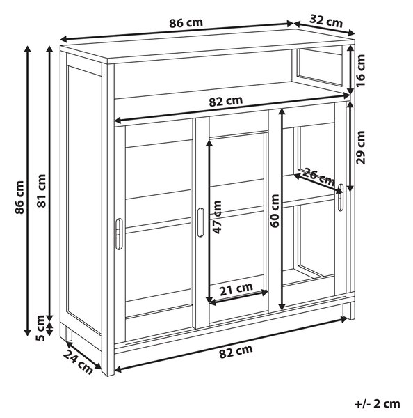 Prosklená komoda CRABTREE 86 cm Bílá