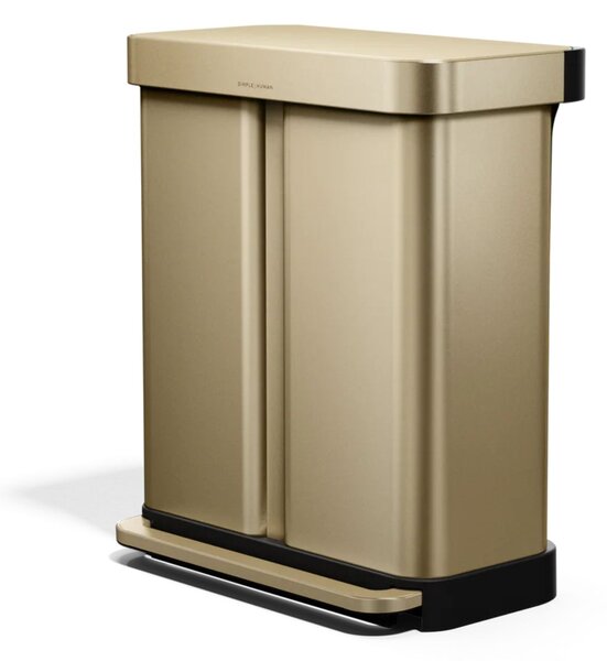 Simplehuman pedálový odpadkový koš na tříděný odpad – 58l (34/24), matná zlatá, FPP