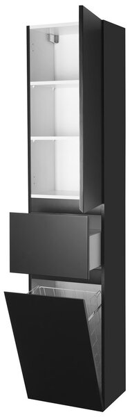 Aqualine Aqualine, ALTAIR vysoká skříňka s košem 40x184x31cm, černá mat, pravá, AI685R
