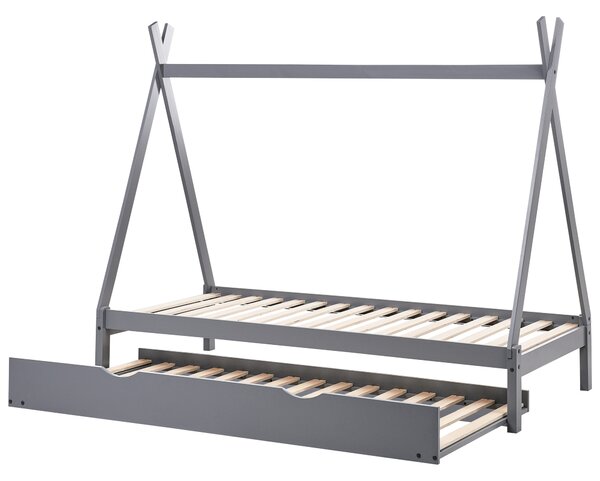 Dětská postel s výsuvným lůžkem Borovicové dřevo TALMONTIERS 90 x 200 cm Šedá